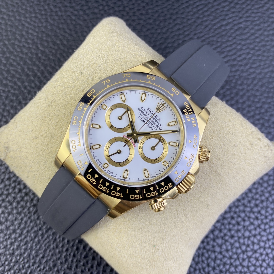 Rolex Cosmograph Daytona 116518LN White Dial Black Rubber Strap 40mm Mens Replica Watch