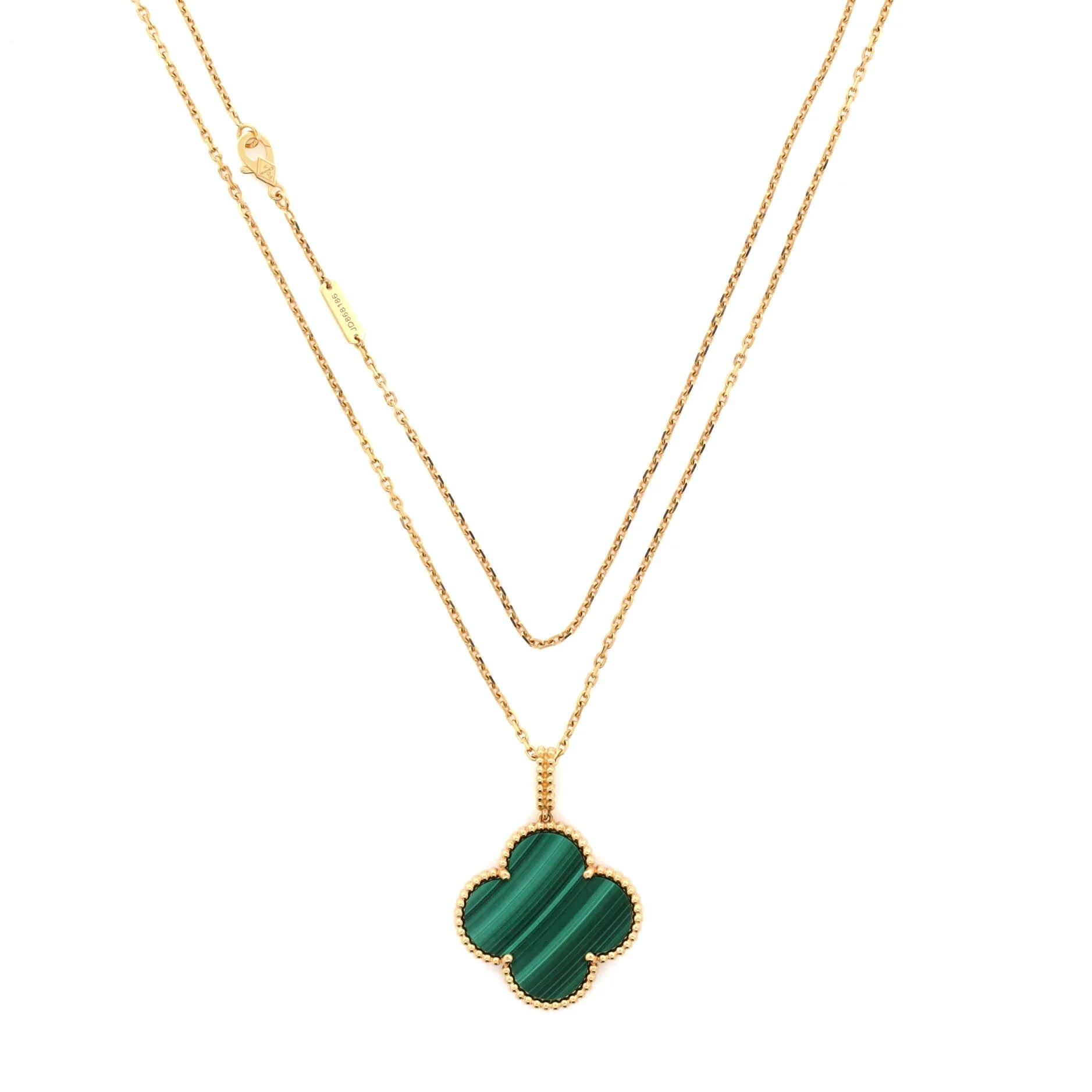 Magic Alhambra Pendant Necklace 18K Yellow Gold and Malachite