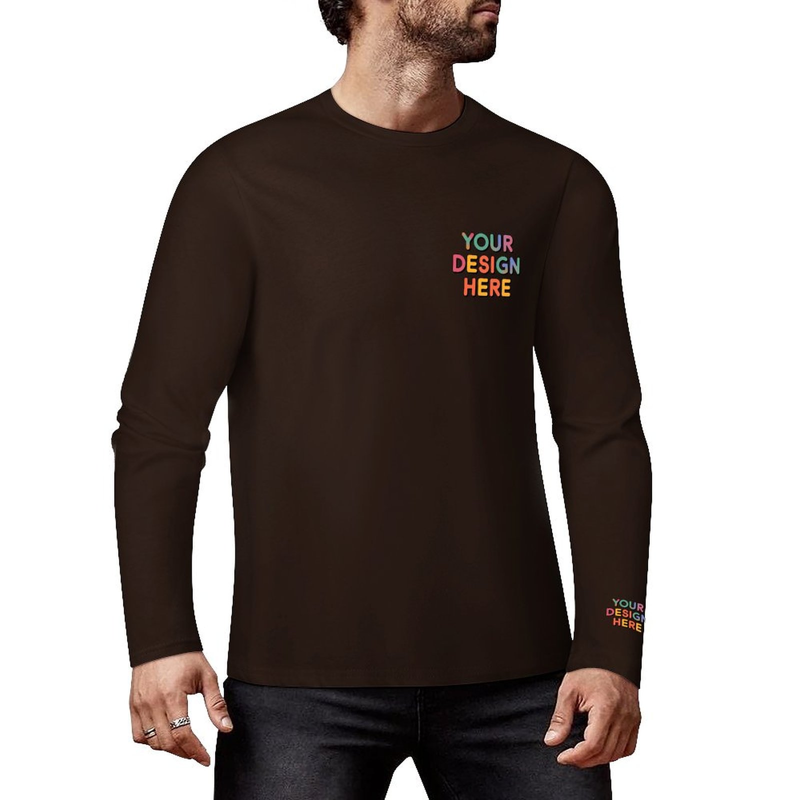 Custom Men’s Premium 160g Pure Cotton Long Sleeved T-Shirt