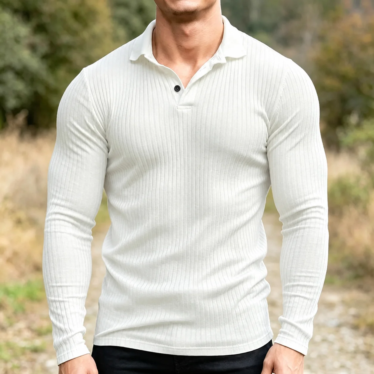 Mivanity Stretchy Slim Fit Knit Polo Shirts
