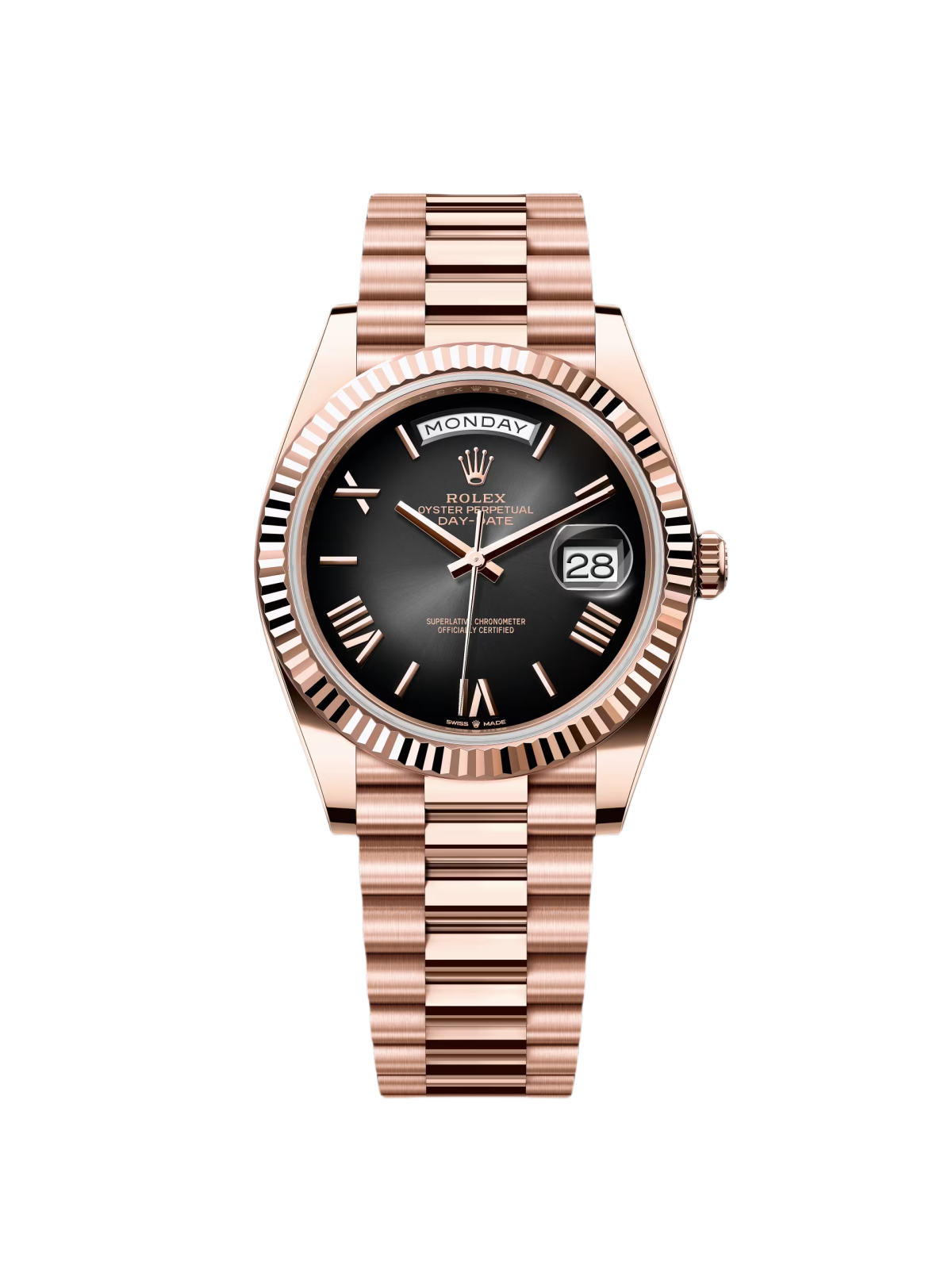【Super Clone】RLX  Day-Date "President" 40mm Everose Gold Slate Roman Ombre "Smoke" Dial - 228235