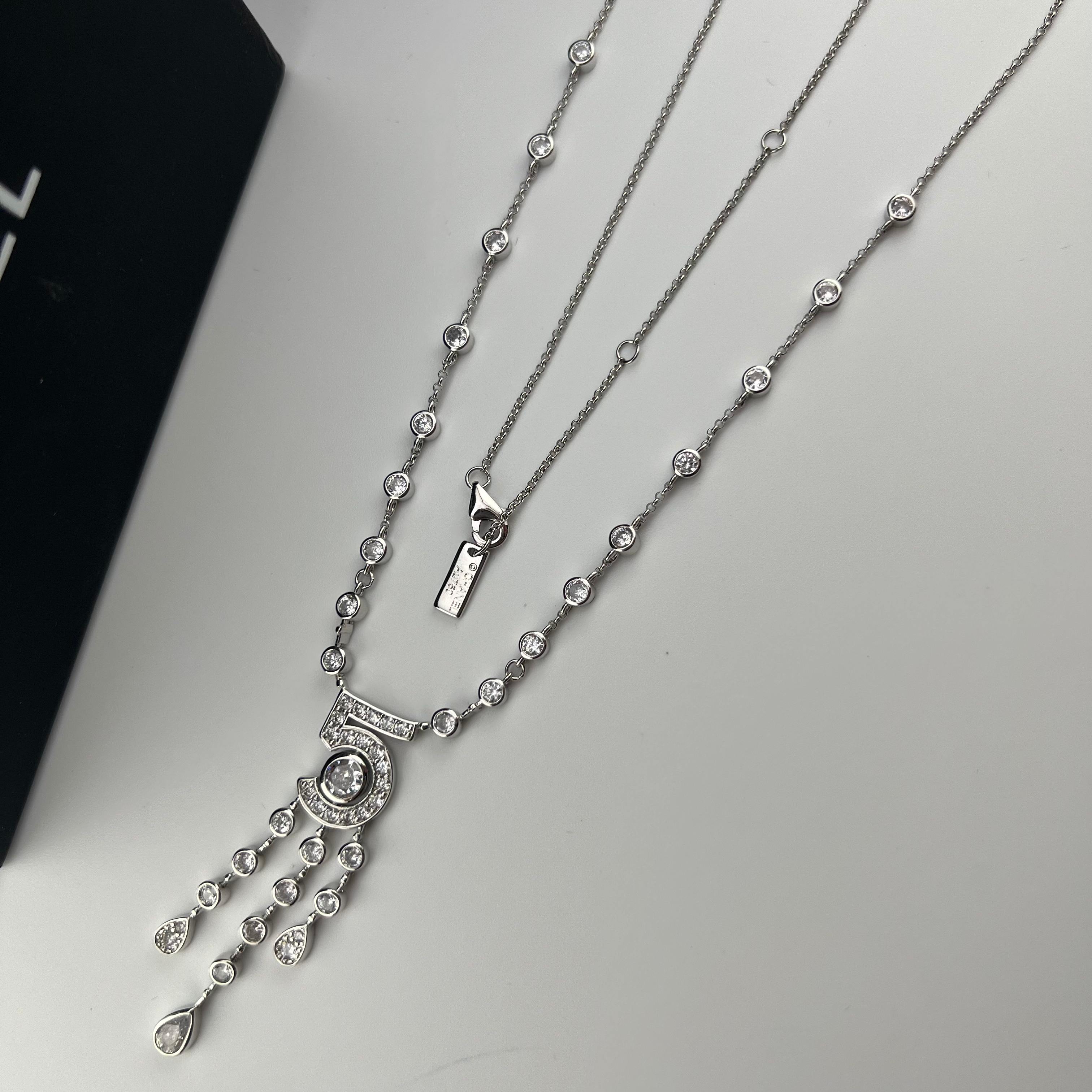 NO.5 Tassel Platinum Full Diamond Necklace - Artisantouchss