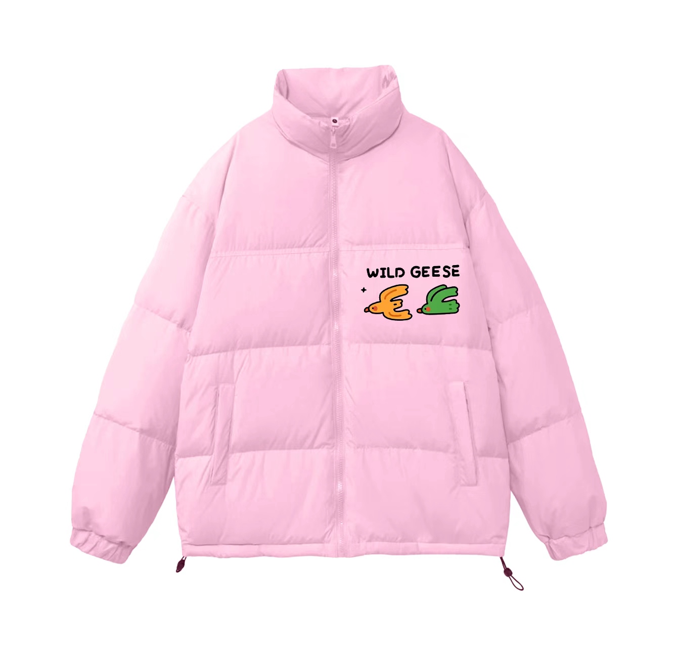 This down jacket features a two-goose pattern and is a must-have for your summer wardrobe. Its stand-up collar design also makes it perfect for winter wear.