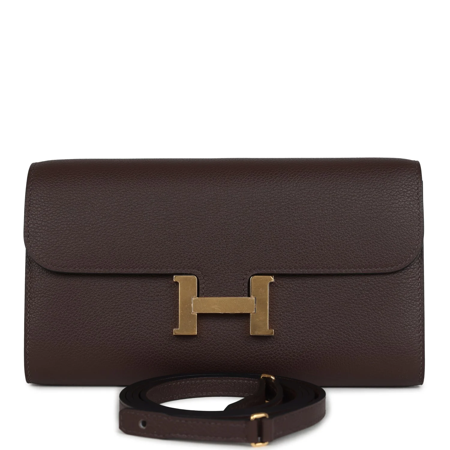 Hermes Constance Wallet To Go  Moka Evercolor Gold Hardware