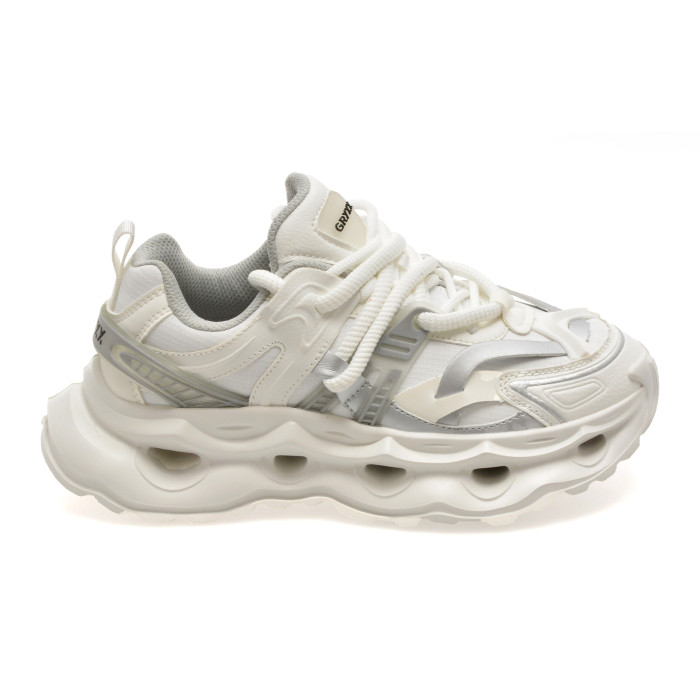 Pantofi sport GRYXX albi, 80410, din piele naturala
