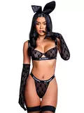 Playboy Black Bunny 2 Piece Underwire Bra Set