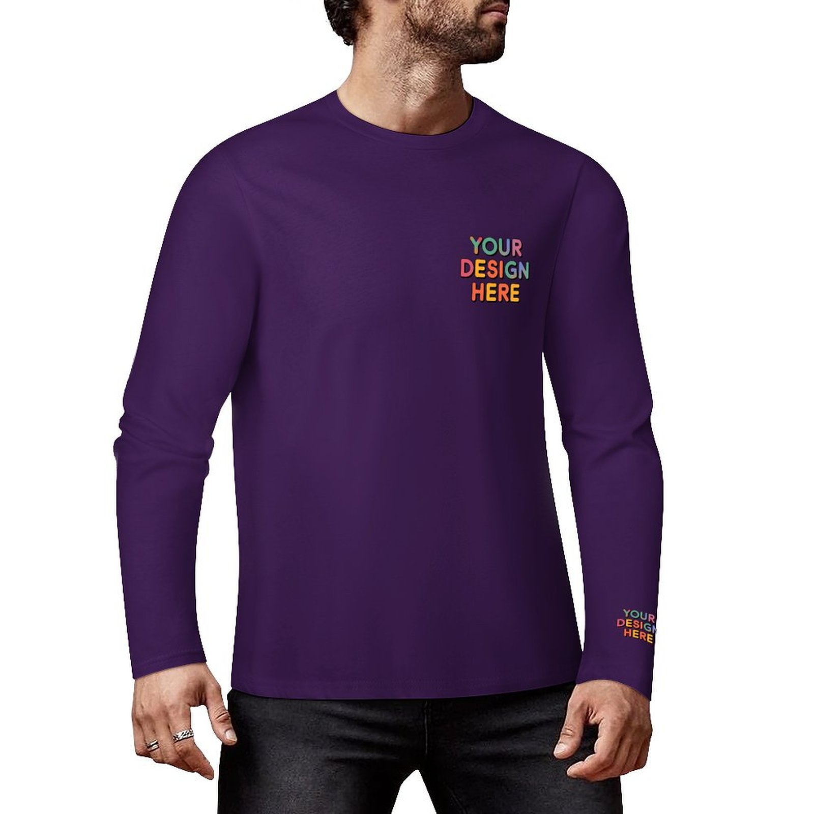 Custom Men’s Premium 160g Pure Cotton Long Sleeved T-Shirt