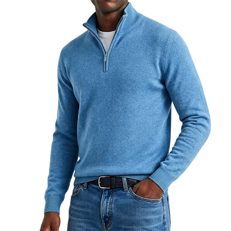 Mivanity Men's Quarter-Zip Stand-Up Collar Polo Shirt