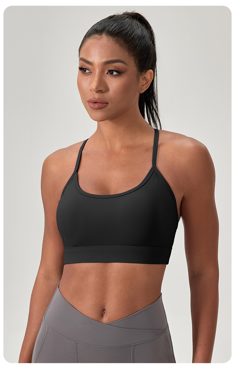 European and American style women's sports bra, nude yoga bra, Y-shaped shoulder straps, shockproof, quick-drying running and fitness vest