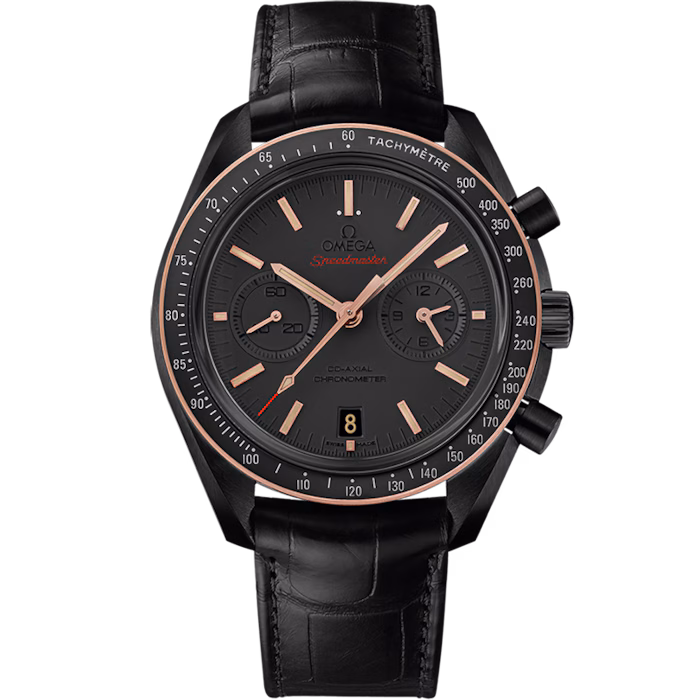 Speedmaster e Dark Side of the Moon 44.25 mm, Black ceramic leather strap