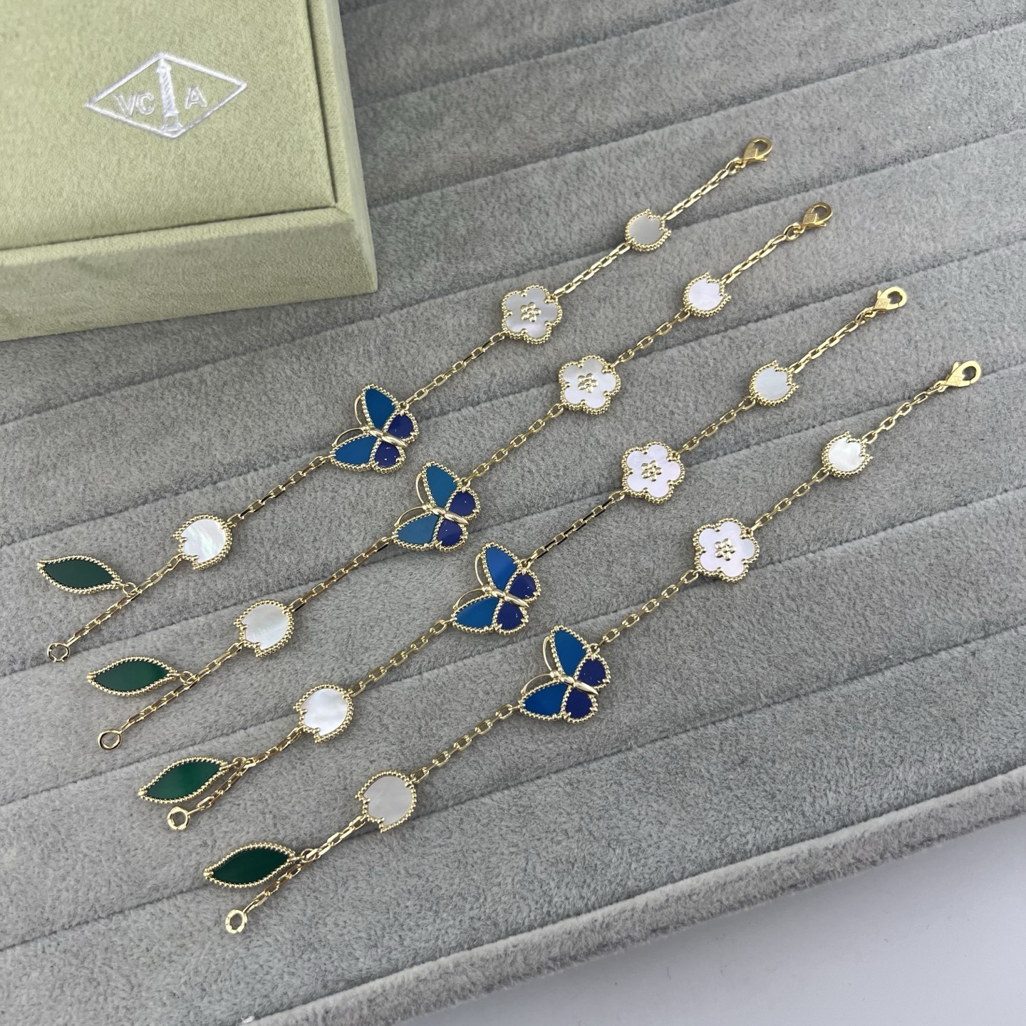 Custom-made natural stone butterfly, flower, and leaf combination bracelet - Artisantouchss