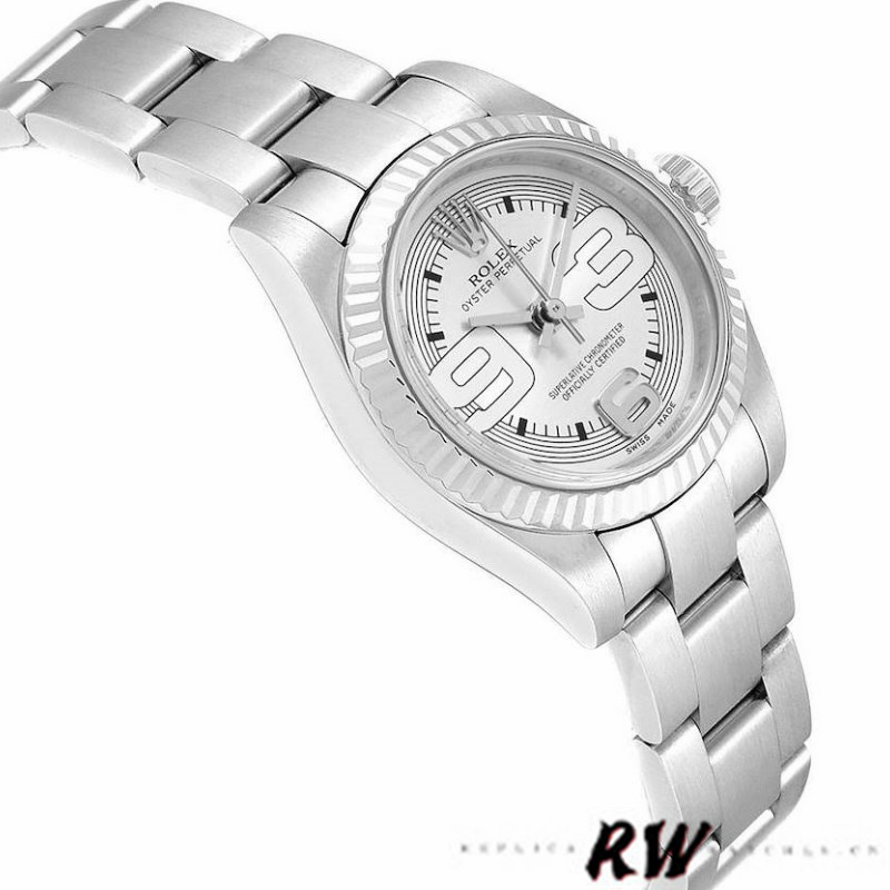 Rolex Oyster Perpetual 176234 Silver Maxi Arabic Dial 26mm Lady Replica Watch