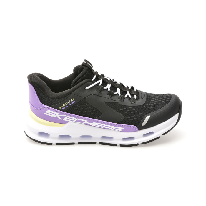 Pantofi sport SKECHERS negri, GLIDE-STEP, din material textil