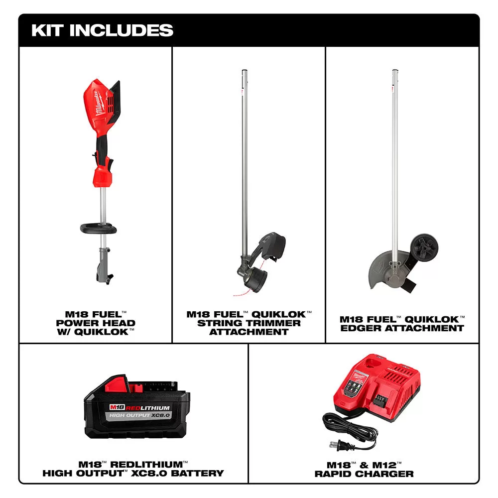 Milwaukee 2825-21E M18 FUEL Cordless String Trimmer / Edger Attachment Combo