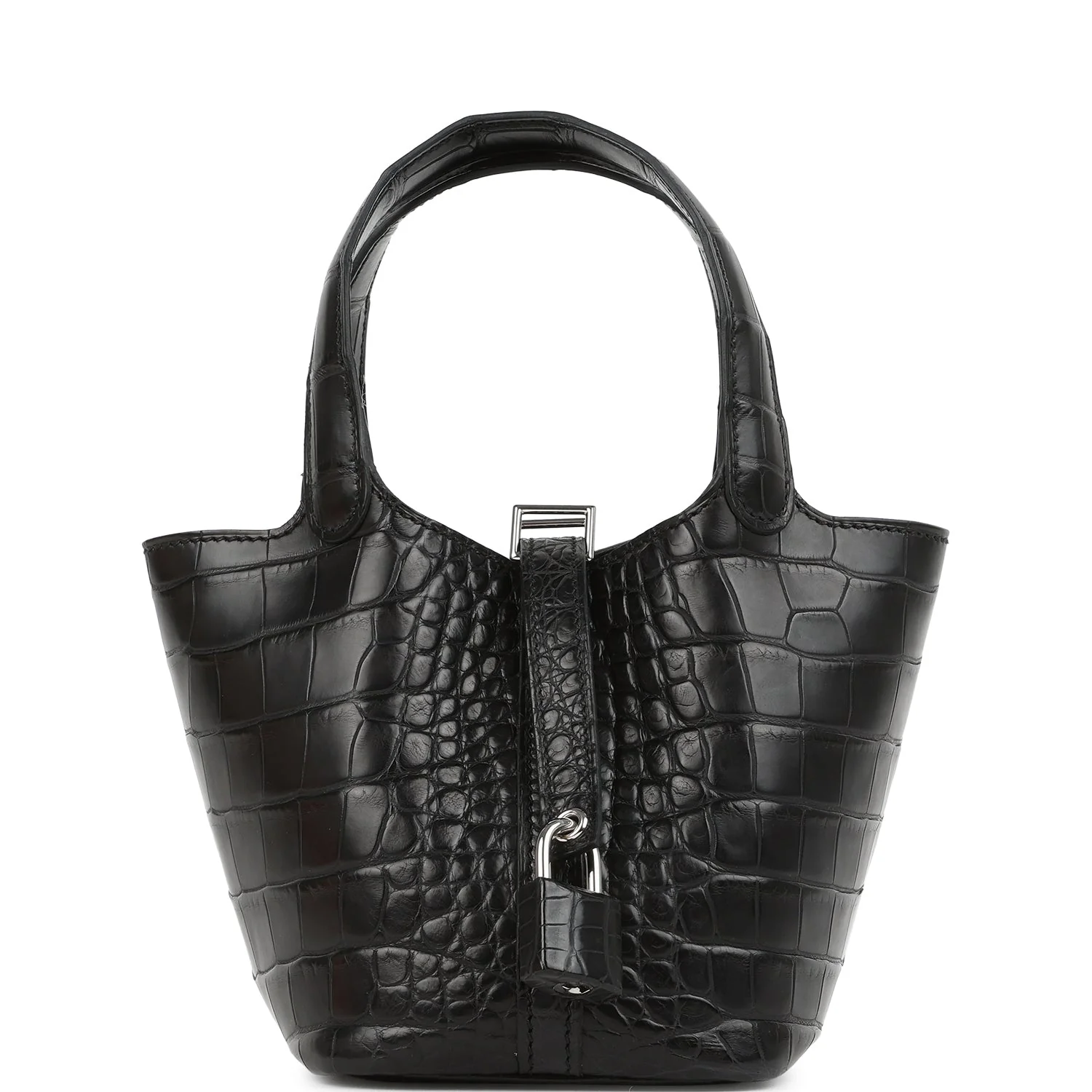 Hermes Micro Picotin Lock 14 Black Matte Alligator Palladium Hardware