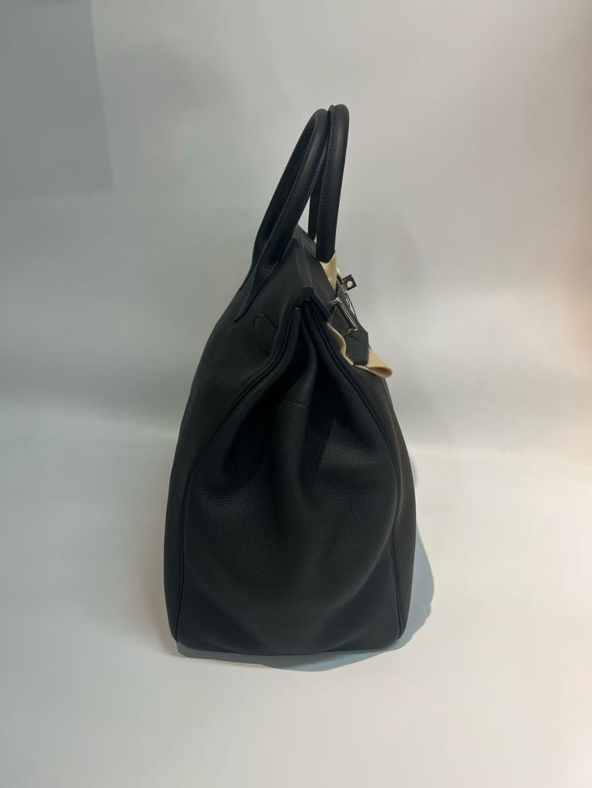 Hermès Haut a Courroies 40 Black Silver Buckle Togo Leather Custom