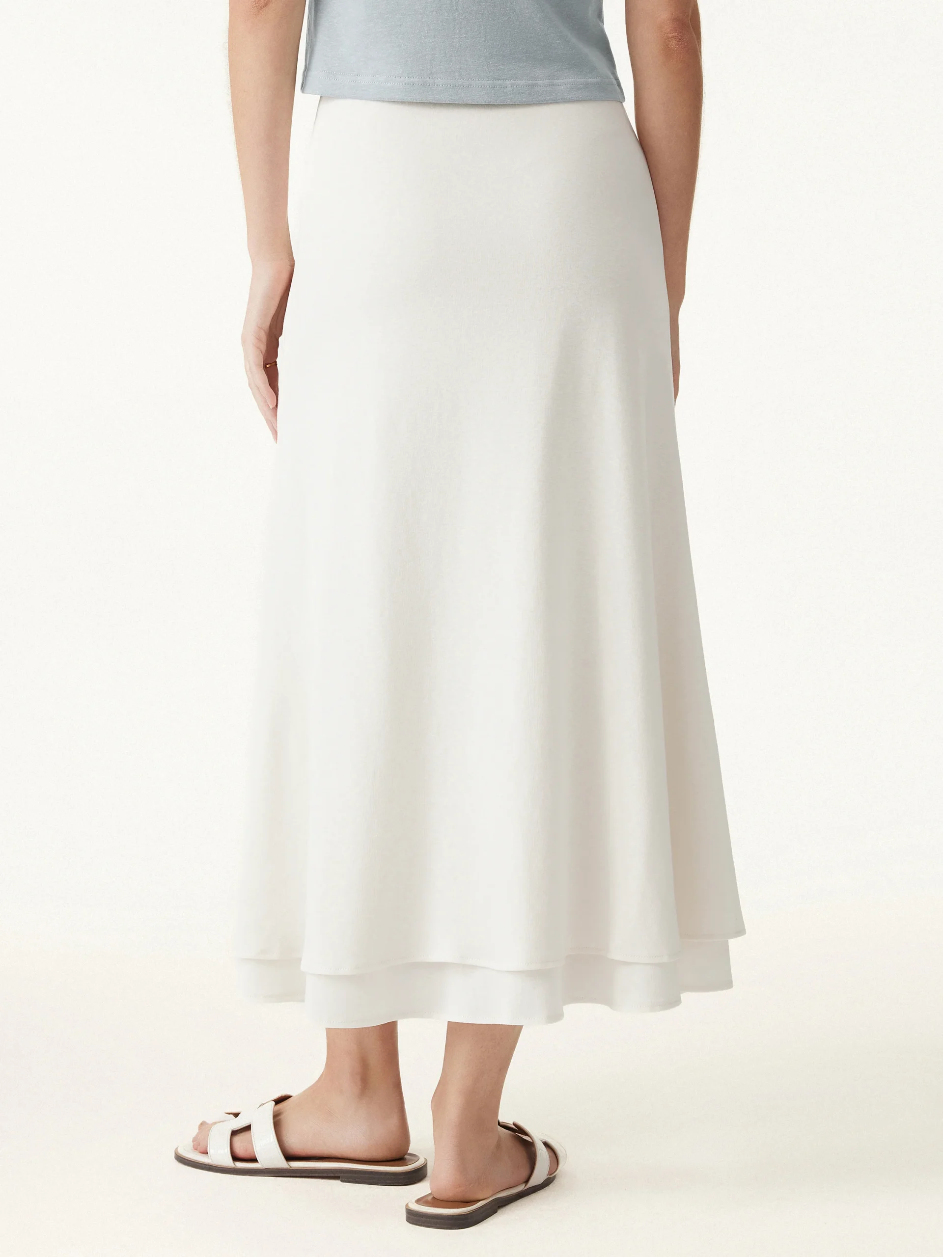 Flowy Cotton-linen Midi Flared Skirt