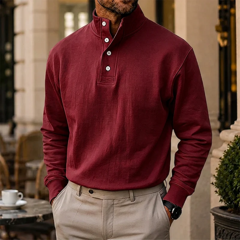 Mivanity Gentleman's Simple Stand-up Collar Long-sleeved Sweatshirt