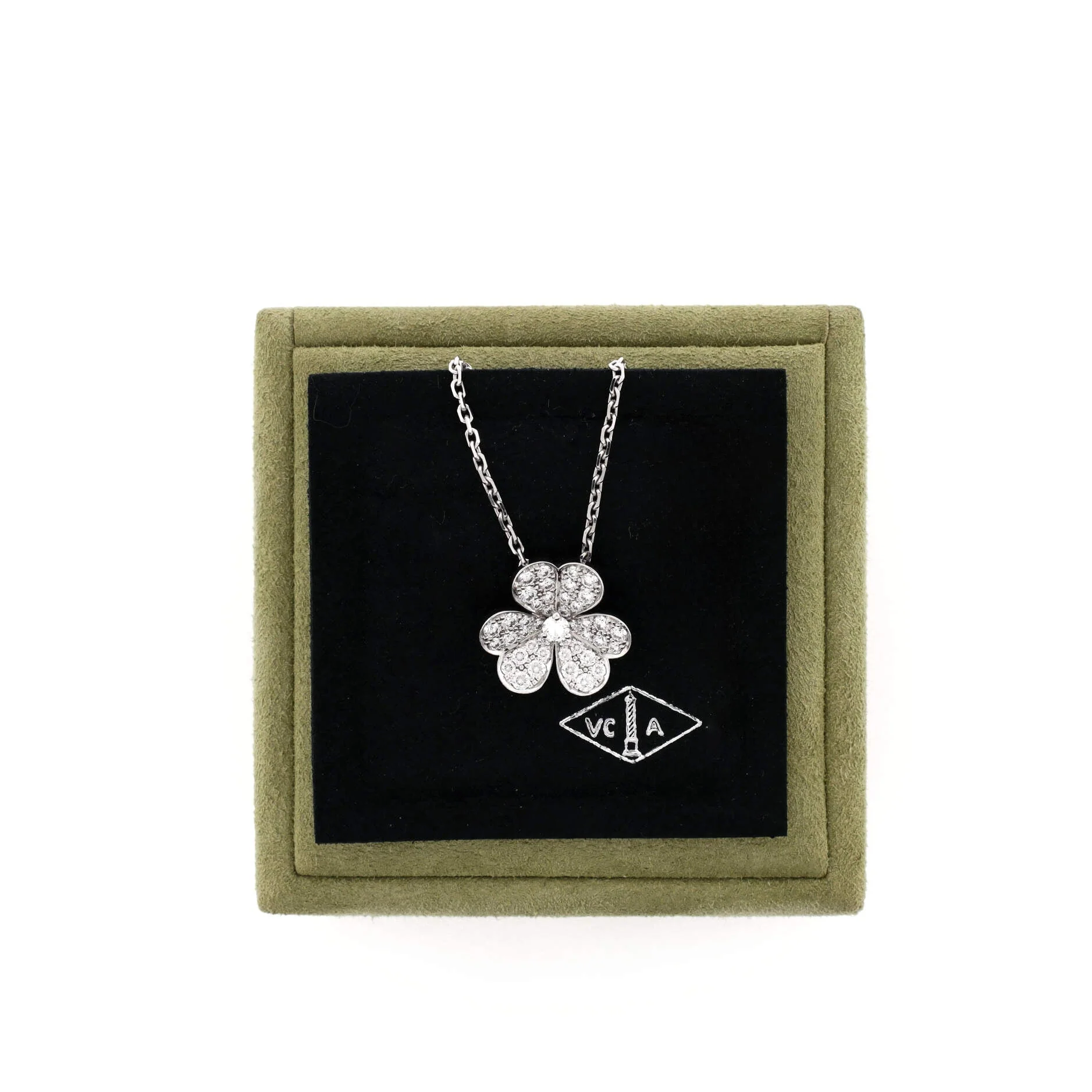 Frivole Pendant Necklace 18K White Gold with Pave Diamonds Small