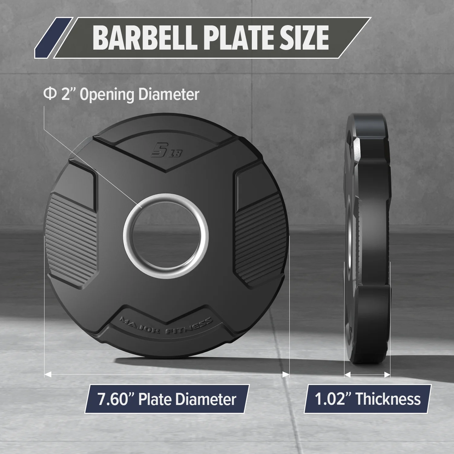 Major Fitness Rubber Coated Olympic Cast Iron Grip Plates