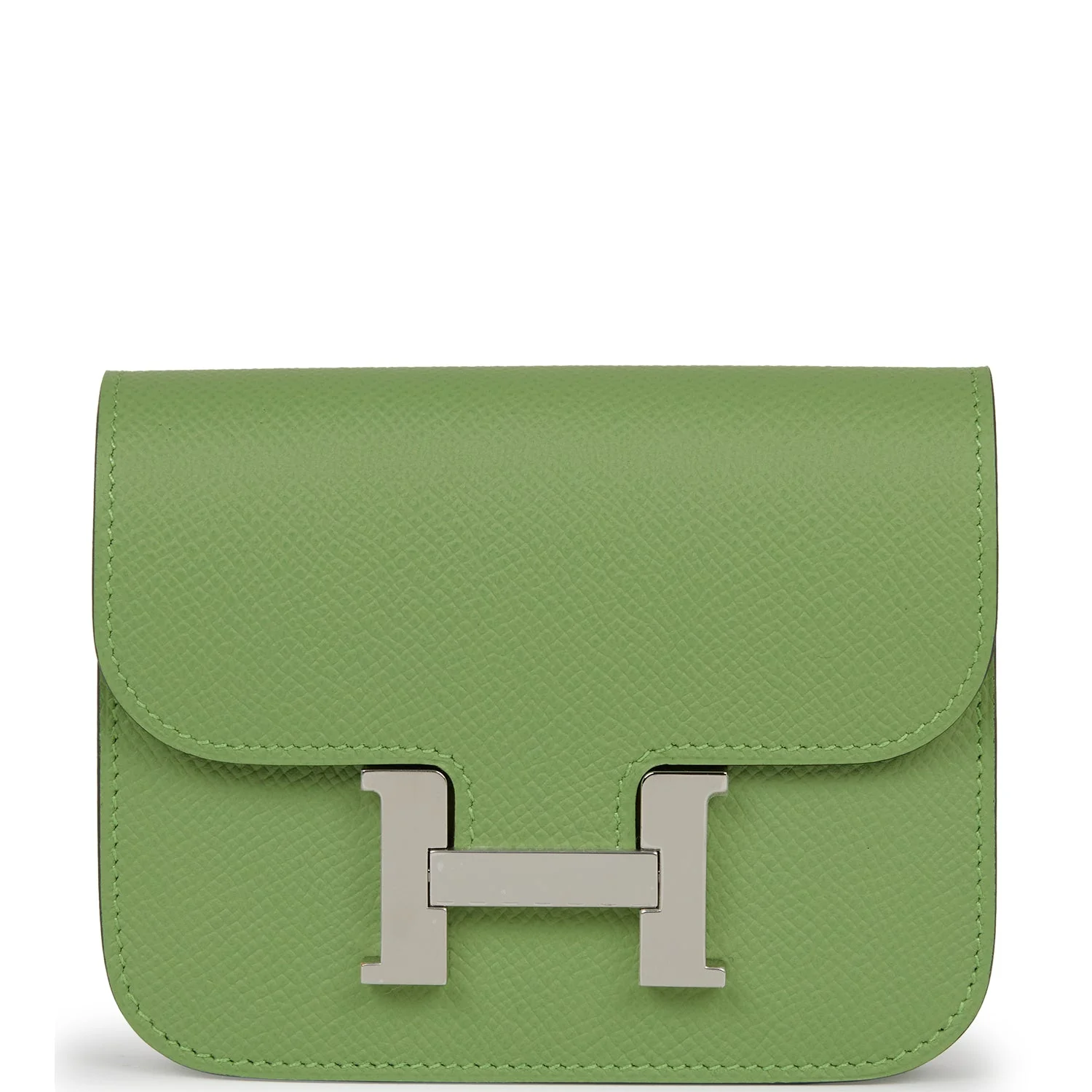 Hermes Constance Slim Wallet Vert Criquet Epsom Palladium Hardware
