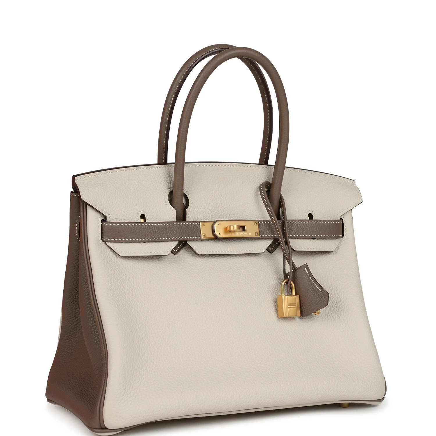 Hermes Special Order (HSS) Birkin 30 Etoupe and Craie Togo Brushed Gold Hardware