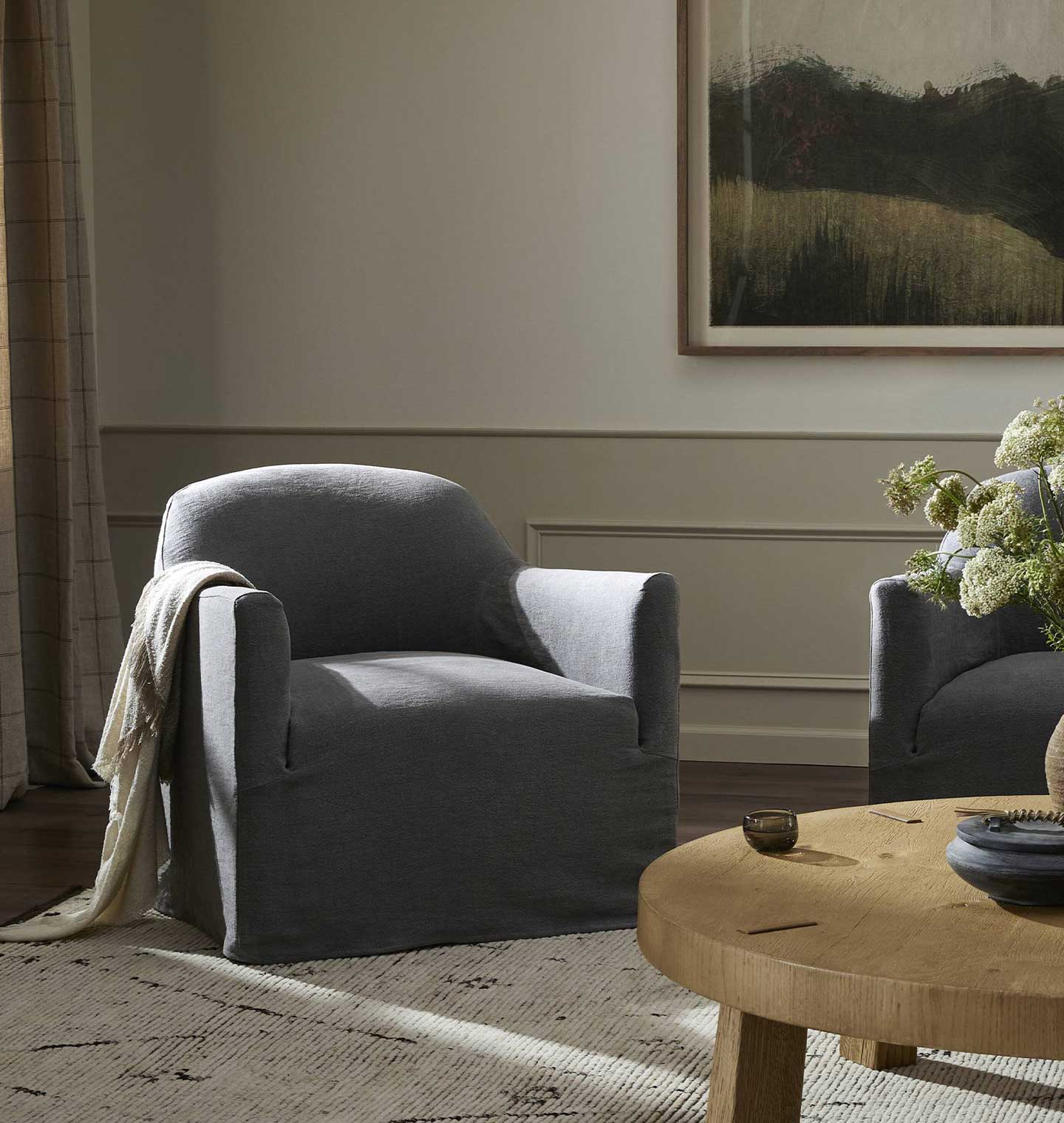 Lowell Slipcover Swivel Chair