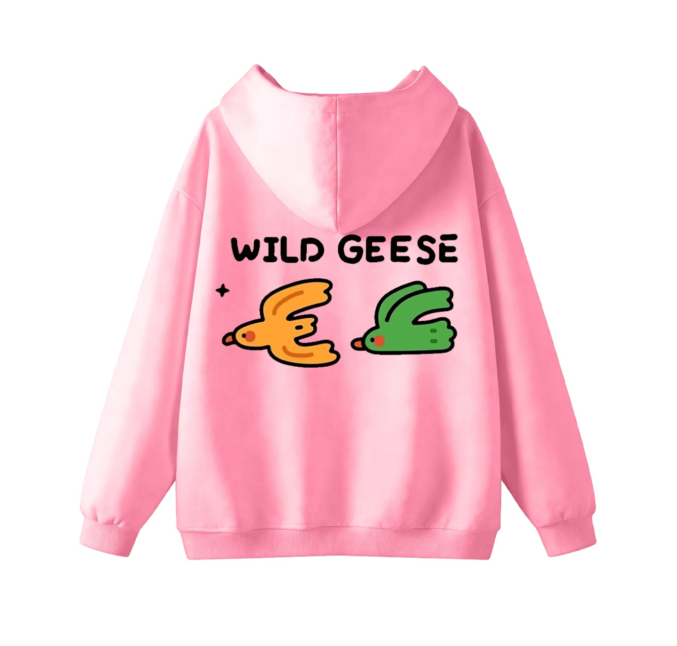 This adorable hooded sweatshirt features a two-goose print and is a casual pullover. Its stand-up collar design also makes it an ideal choice for winter wear.