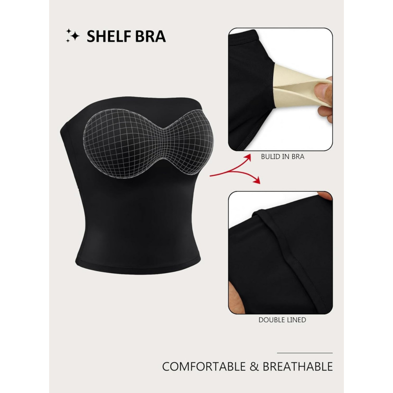 AURETOP Double Lined Tube Top with Built in Bra