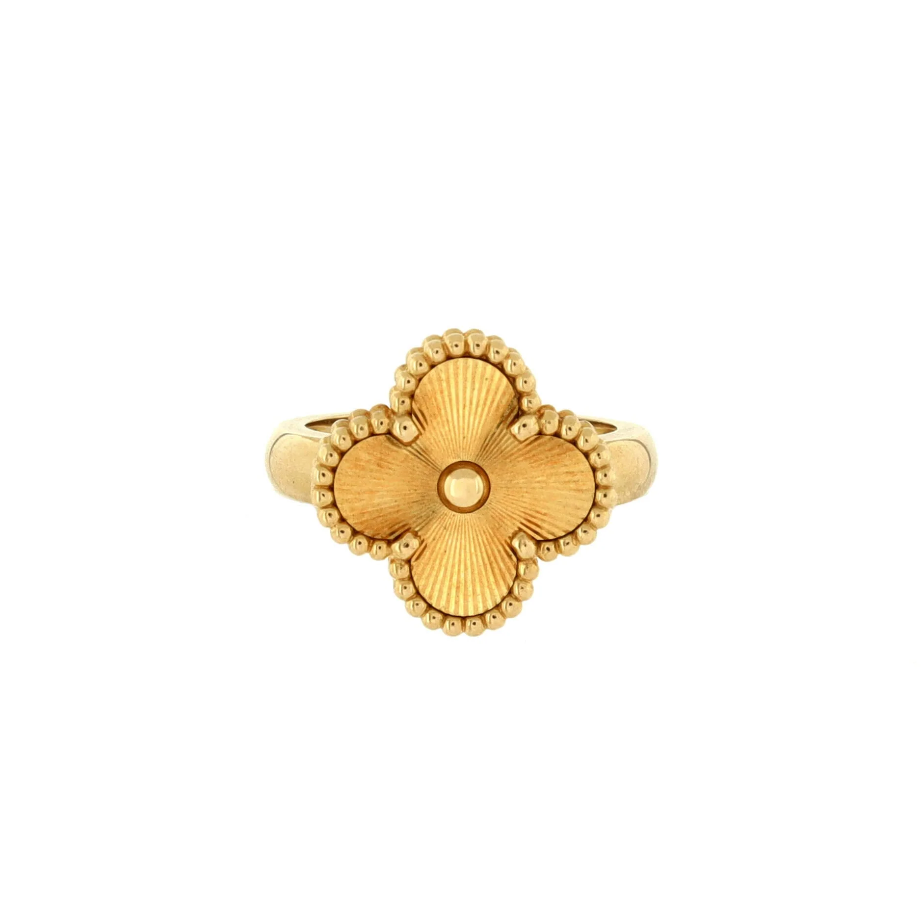 Vintage Alhambra Ring Guilloche 18K Yellow Gold