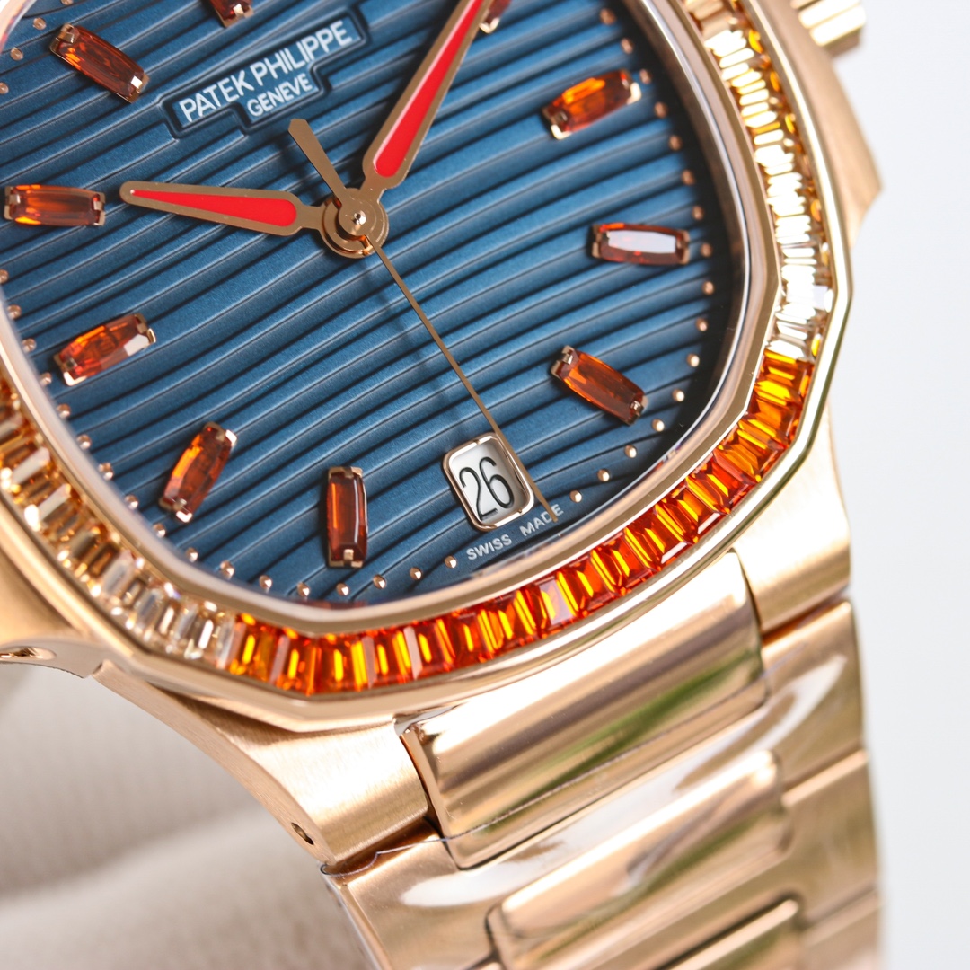 Patek Philippe Nautilus Ladies Rose Gold Blue Dial 7118 35.2mm