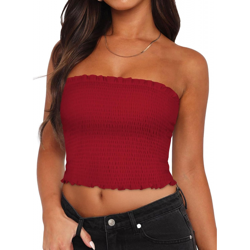 AURETOP Women's Tube Top Summer Strapless Crop Tops