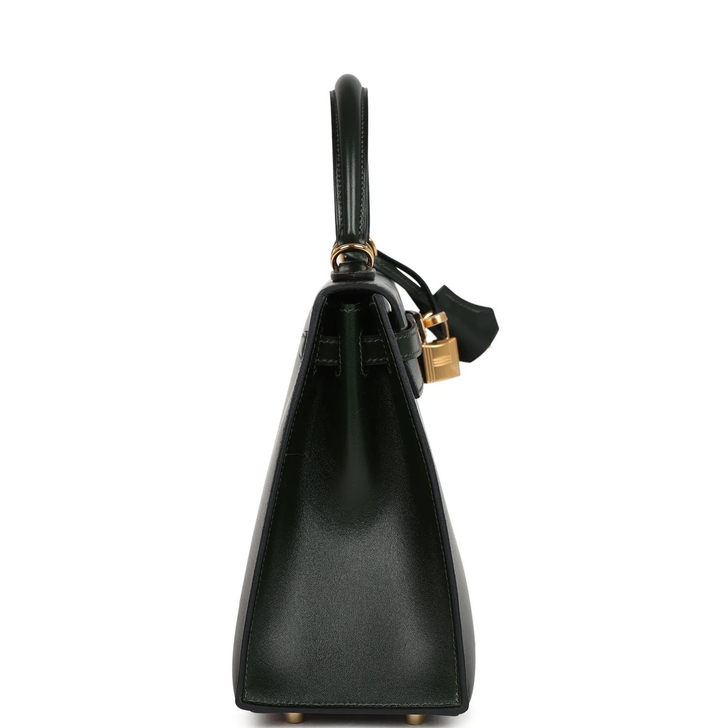 Hermes Kelly Sellier 25 Vert Fonce Box Gold Hardware