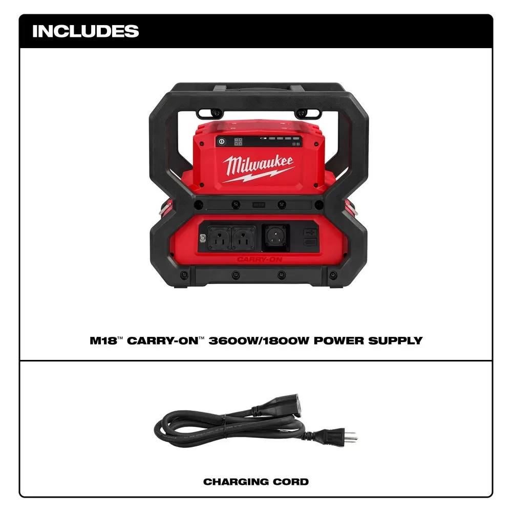 Milwaukee 2845-20 M18 18V CARRY-ON 3600W/1800W Power Supply - Bare Tool