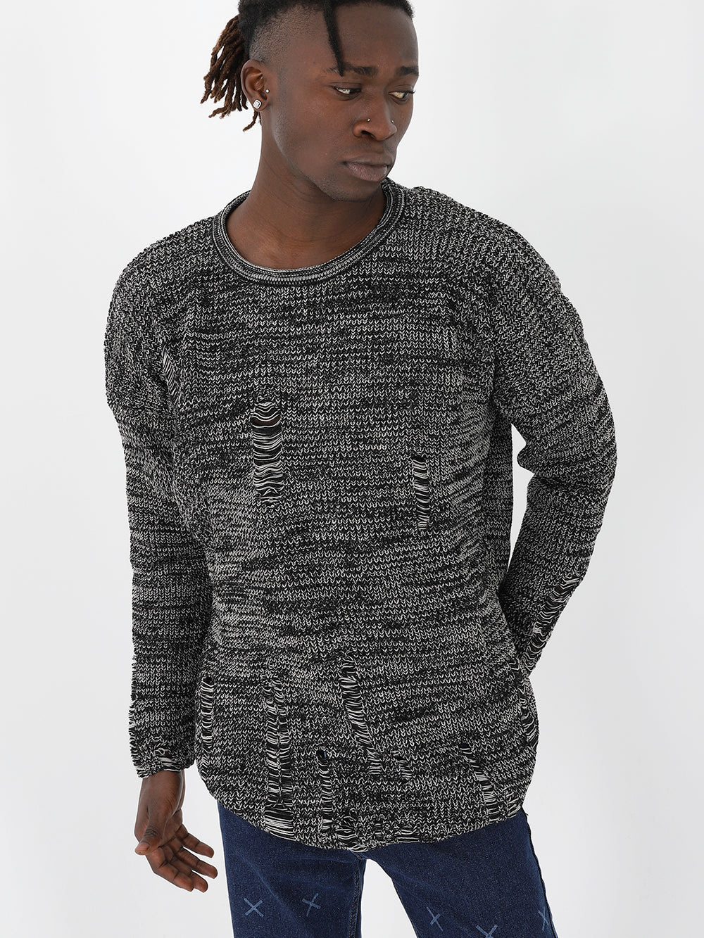 DISTRESSED GENTLEMAN SWEATER | GRAY