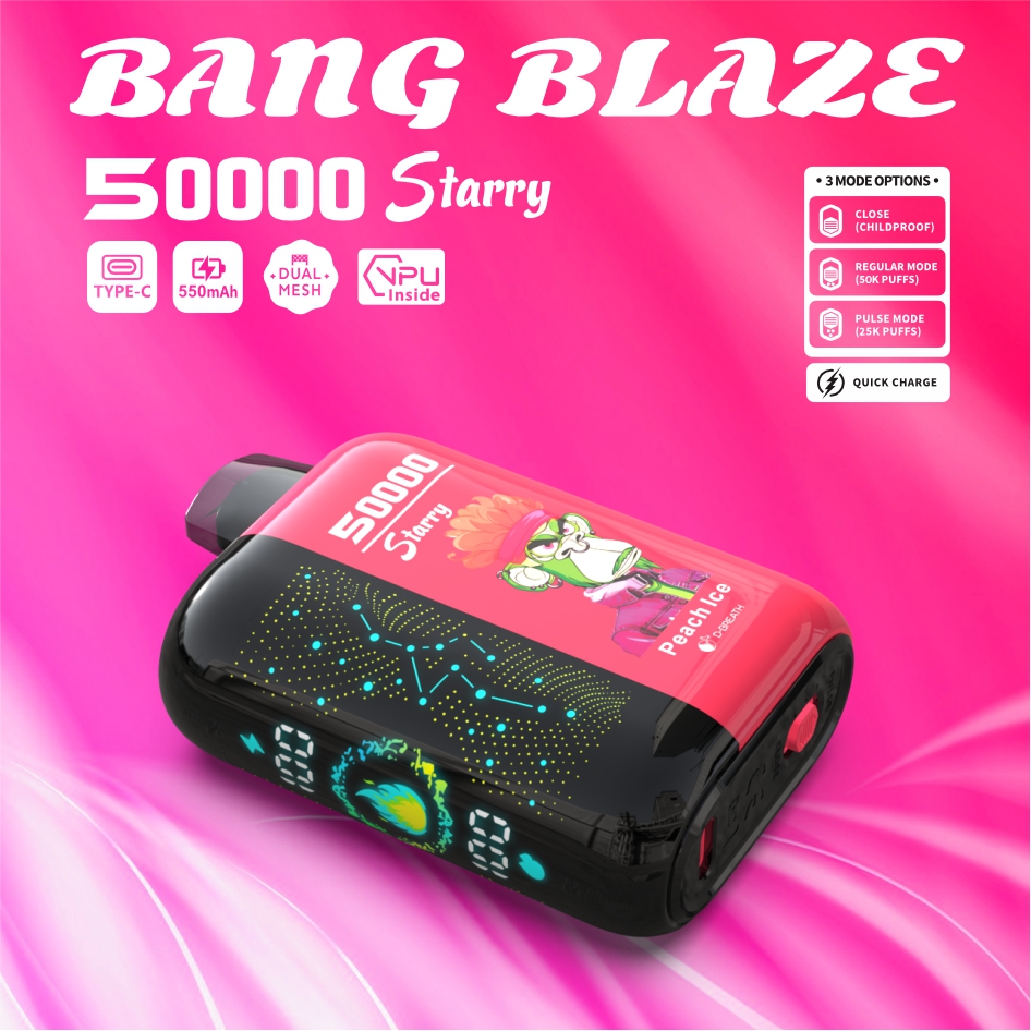 Вейп BANG BLAZE 50 000 Дръпки Starry | Електронна Цигара с 10 Вкуса и LED Дисплей