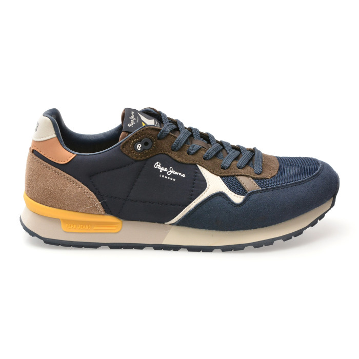 Pantofi sport PEPE JEANS bleumarin, MS40021, din material textil si piele naturala