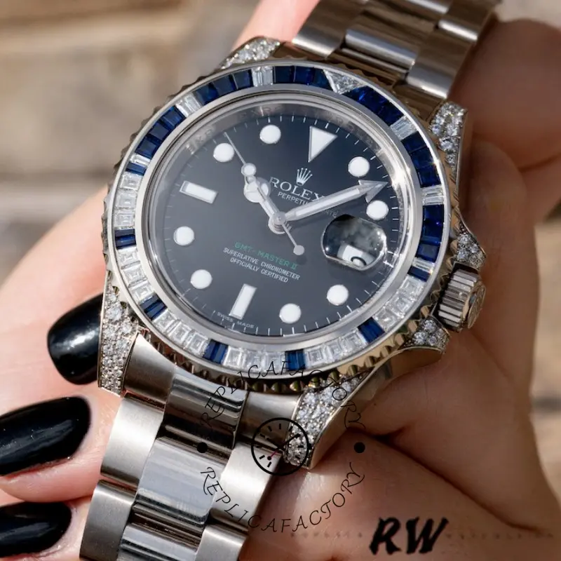 Rolex GMT Master II 116759SA Black Dial White Gold 40mm Mens Replica Watch