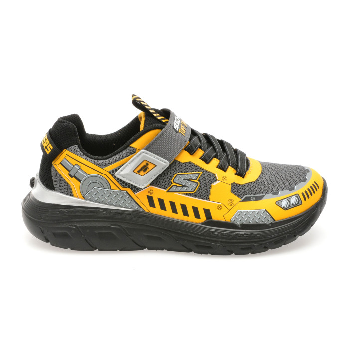 Pantofi sport SKECHERS galbeni, SKECH TRACKS, din material textil