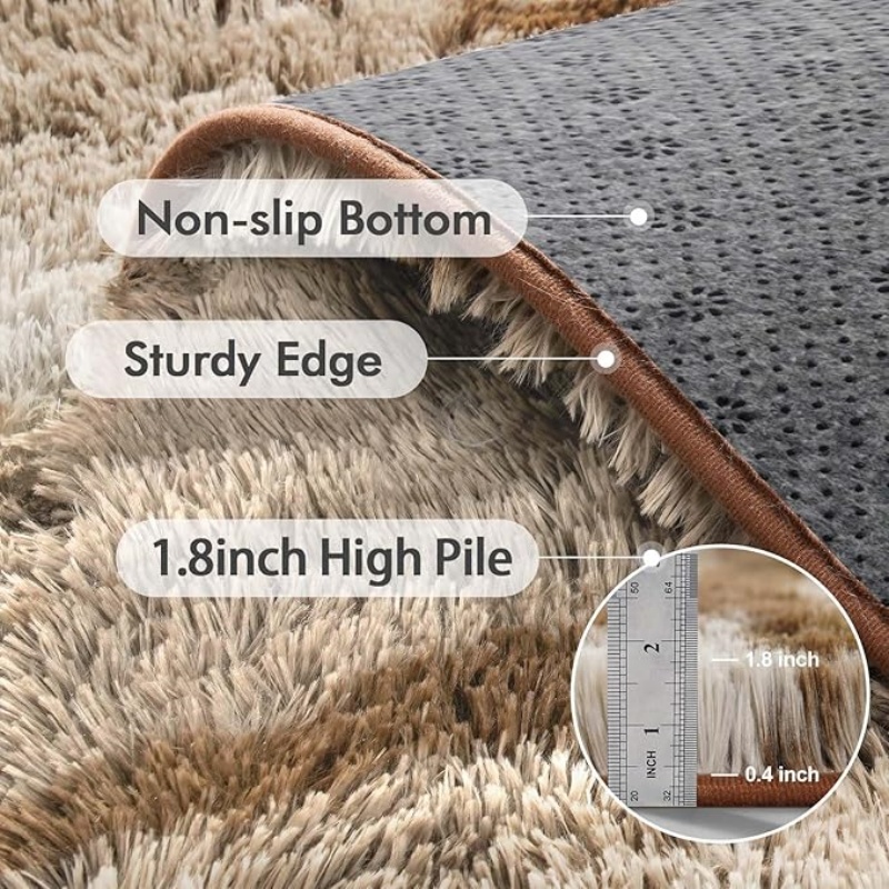 6x9 Ft Large Shag Black Rug for Living Room