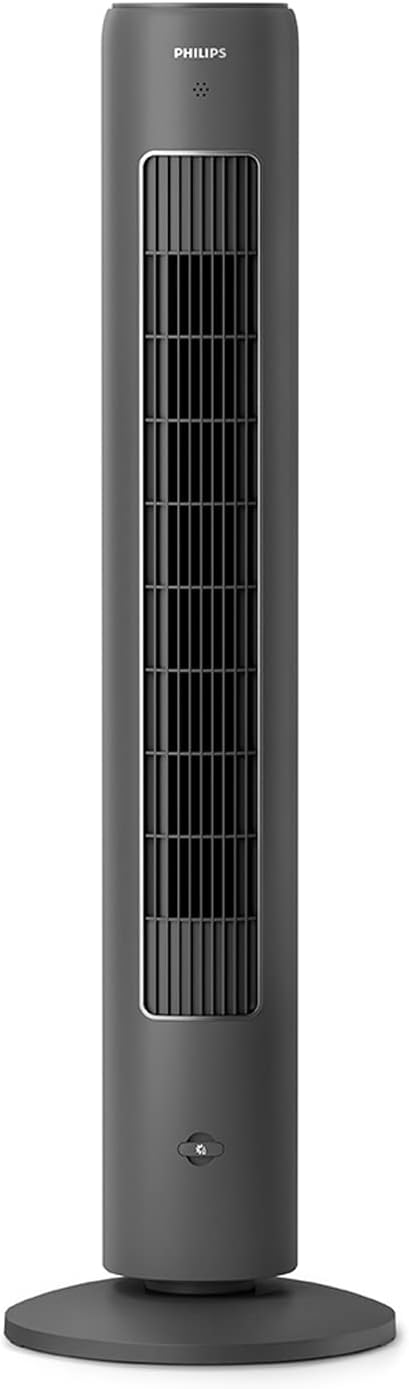 PHILIPS Turmventilator 5000 Serie, Grau, Fernbedienung, 2.230 m³/h Airflow | 105 cm, mit 28-46 dB(A), Timer, 3 Geschwindigkeitsstufen, Oszillation 60°, gleichmäßige Luftumwälzung (CX5535/11)
