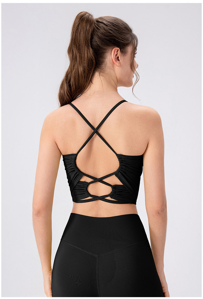 Women's Summer Yoga Bra Backless Tank Top with Padded Bra, Shock-absorbing and Breathable Dance Fitness Vest Yoga Clothes
