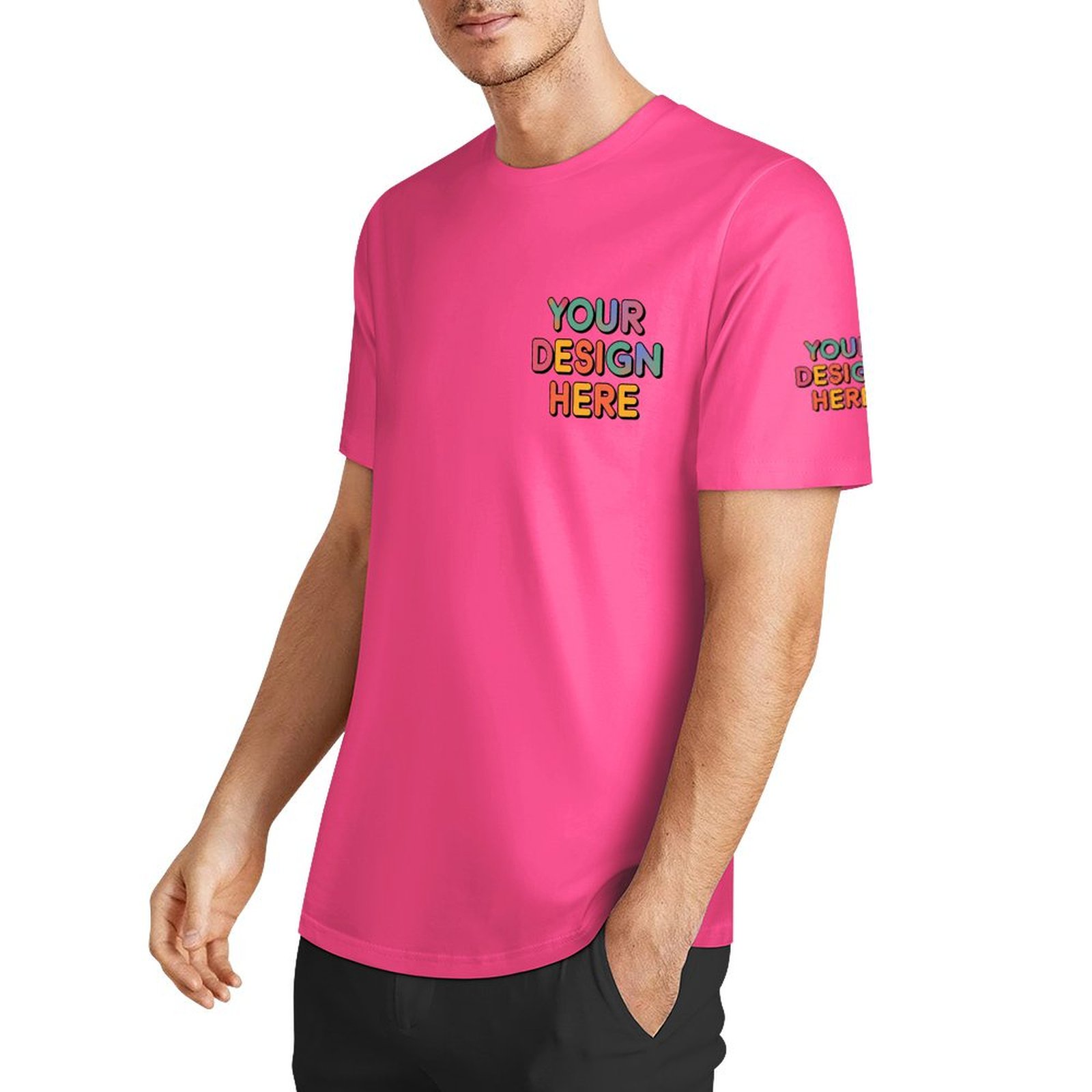 Personalized Custom Men’s Essential Summer T-Shirt with Chest and Sleeve Print