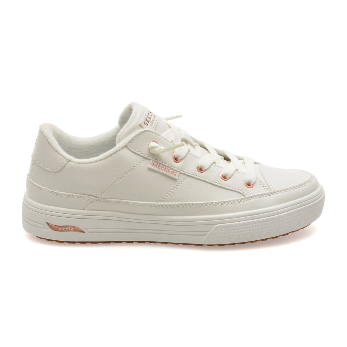 Pantofi sport SKECHERS albi, ARCH FIT ARCADE, din piele ecologica