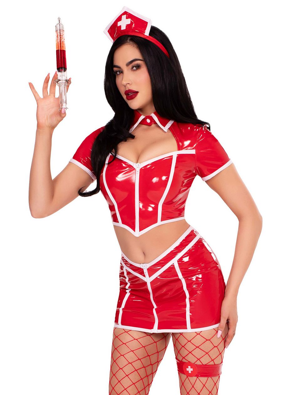 Leg Avenue Red Vinyl Nurse 4-Piece Set