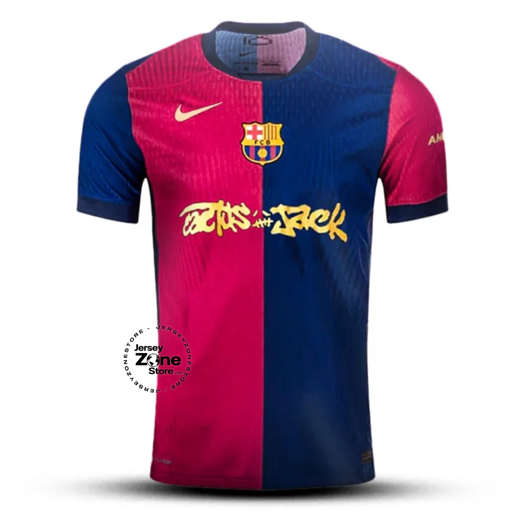 Barcelona Travis Scott Home Fan Jersey 2025/26 Spotify and FC Barcelona Collab With Travis Scott on a Special Cactus Jack