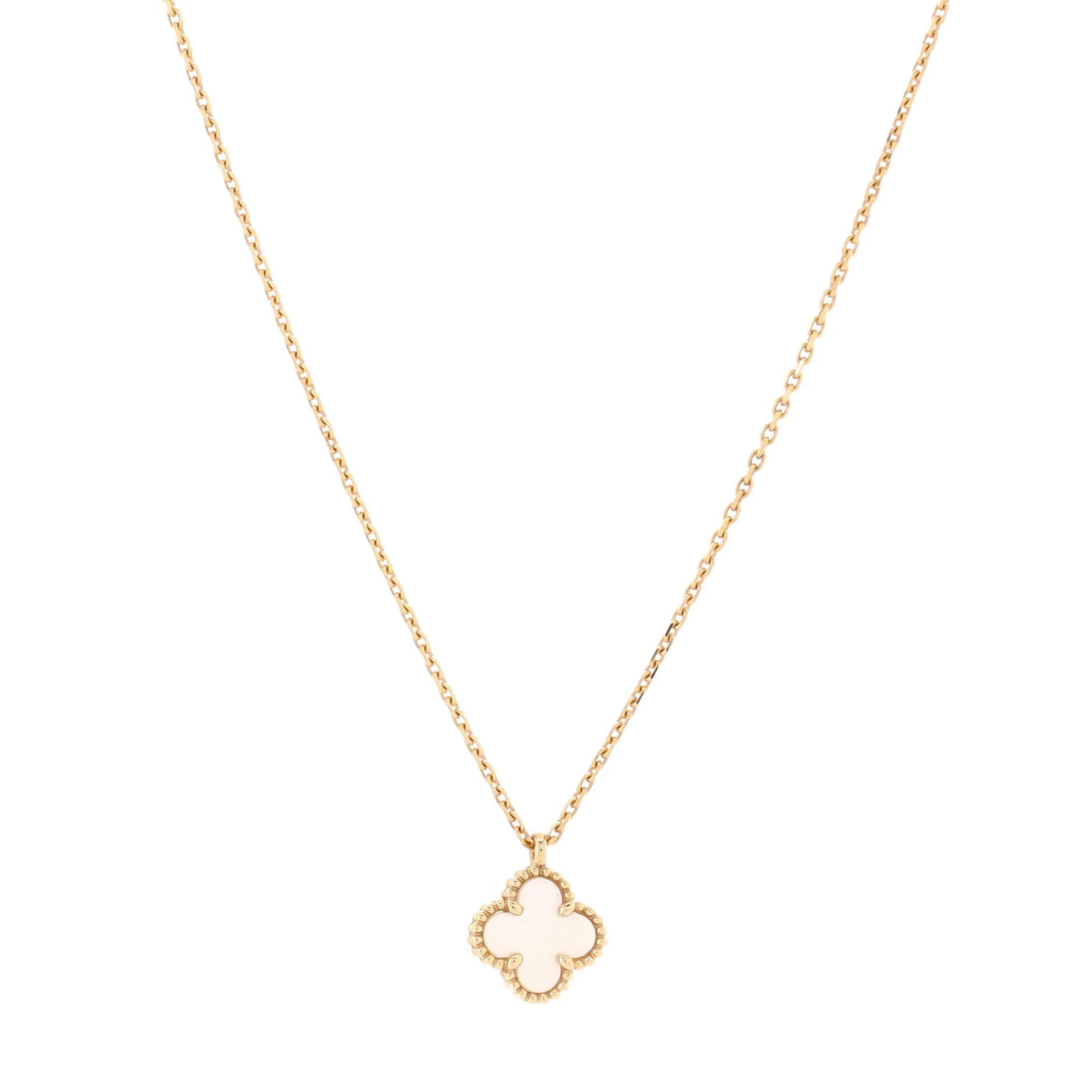 Sweet Alhambra Pendant Necklace 18K Yellow Gold and Mother of Pearl