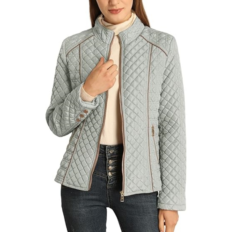 Women's Stand Collar Lightweight Quilted Puffer Jacket