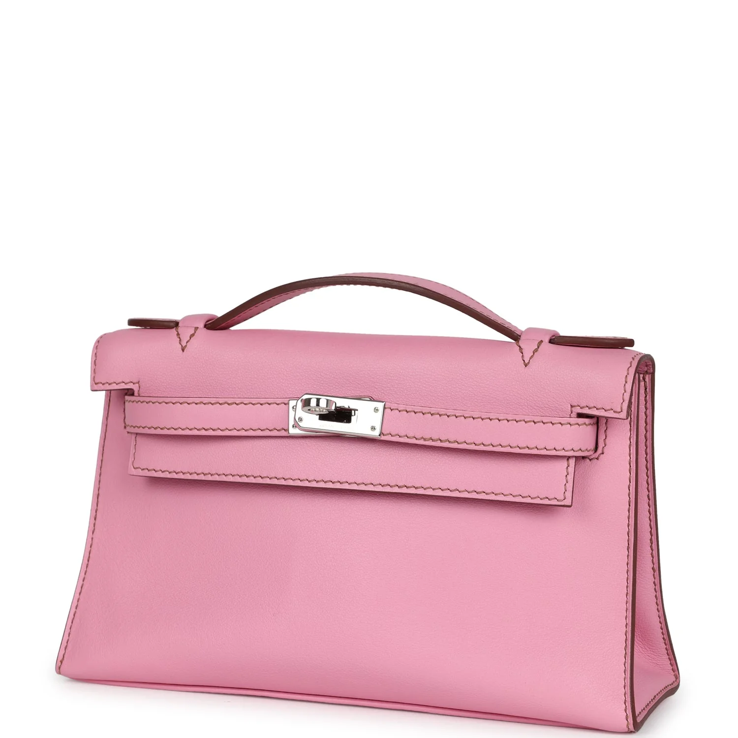 Hermes Kelly Pochette Bubblegum Swift Palladium Hardware