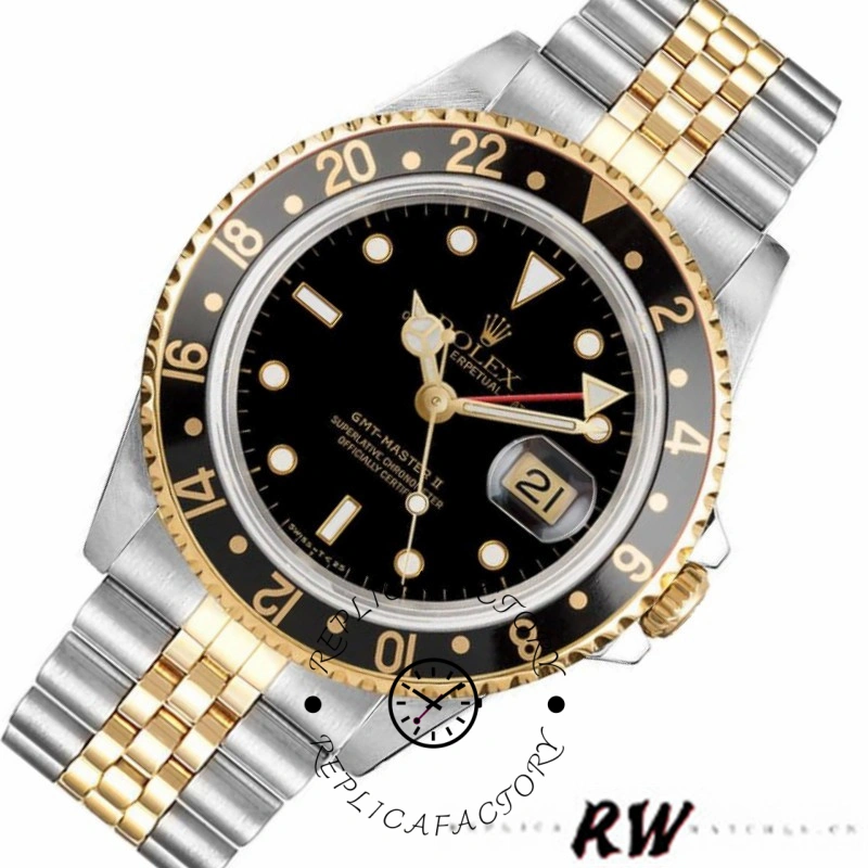 Rolex GMT-Master II 16713LN Oystersteel Yellow Gold Black Dial 40MM Mens Replica Watch